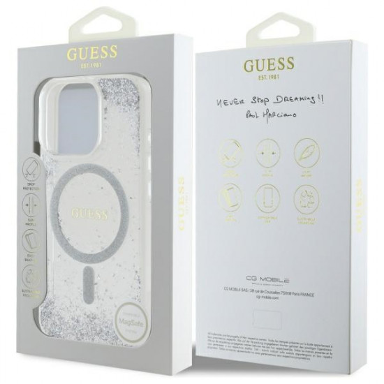 Guess GUHMP16LRGRGES iPhone 16 Pro 6.3" silver hardcase Resin Gradient Glitter MagSafe