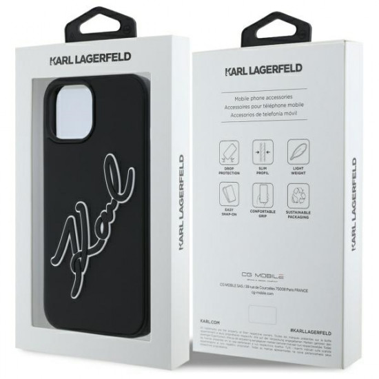 Karl Lagerfeld KLHCP15S3DRKSDLK iPhone 15 6.1" black hardcase 3D Rubber Signature