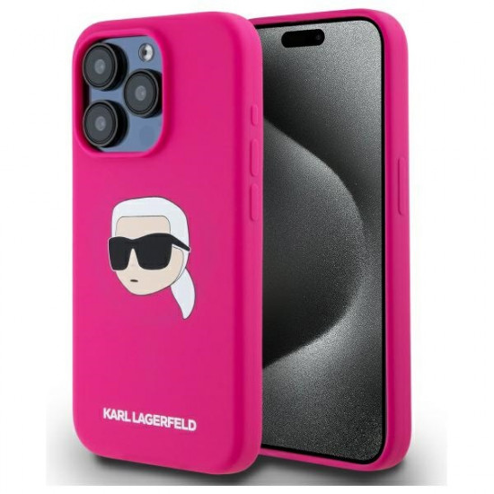 Karl Lagerfeld KLHMP15LSKHPPLF iPhone 15 Pro 6.1" fuschia hardcase Silicone Karl Head Print MagSafe