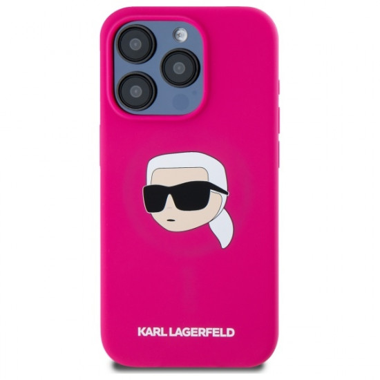 Karl Lagerfeld KLHMP15LSKHPPLF iPhone 15 Pro 6.1" fuschia hardcase Silicone Karl Head Print MagSafe