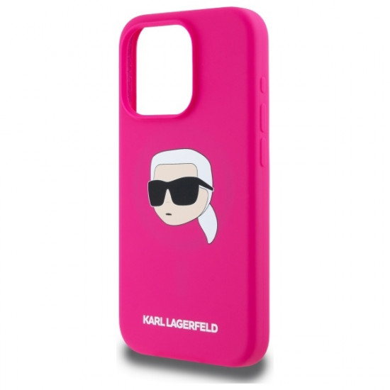 Karl Lagerfeld KLHMP15LSKHPPLF iPhone 15 Pro 6.1" fuschia hardcase Silicone Karl Head Print MagSafe