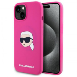 Karl Lagerfeld KLHMP15SSKHPPLF iPhone 15 6.1" fuschia hardcase Silicone Karl Head Print MagSafe