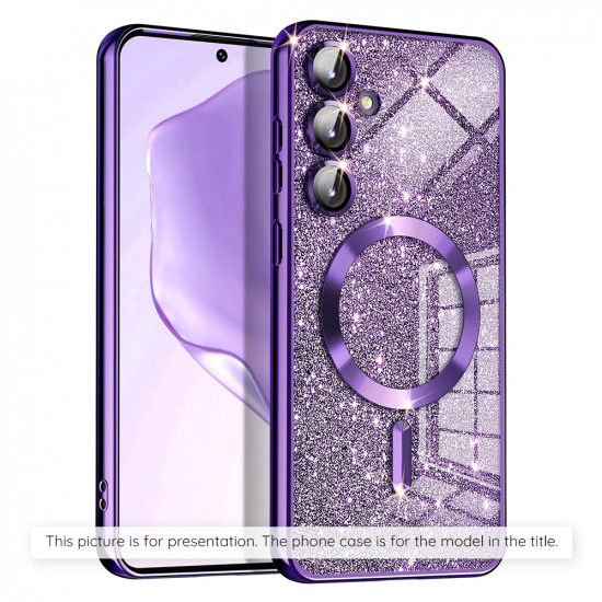 Techsuit Luxury Glitter MagSafe Samsung Galaxy S25 Plus Deep Purple