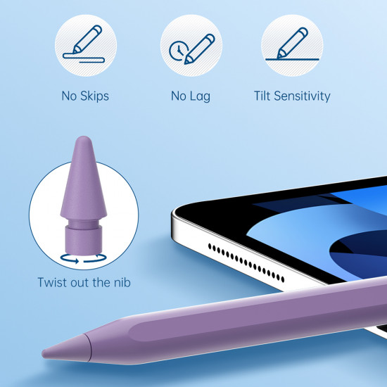 Techsuit Stylus Pen (AC10SH) for iPad, Bluetooth, Type C, 125mAh, Palm Rejection, Replaceable Apple Nib Dreamy Pink