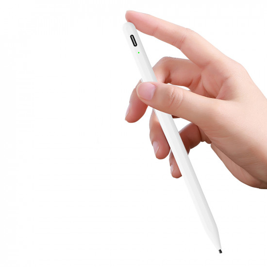 Techsuit Stylus Pen (A580S) for iPad, Bluetooth, Type C, 130mAh, 5V, Palm Rejection, Microsoft Nib, Mute Writing White