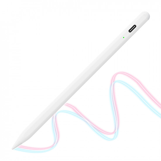 Techsuit Stylus Pen (AC10 CP) for iPad, Bluetooth, Type C, Palm Rejection, Tilt Pressure Sense, 130mAh, 5V, 0.2A White