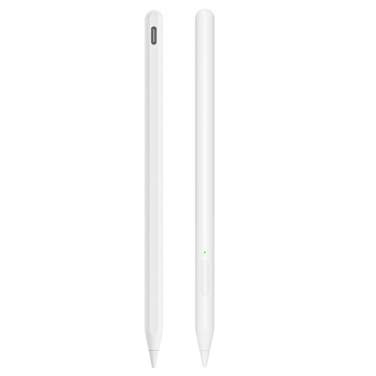 Techsuit Stylus Pen (V15) for iPad, Find My Pen App, Bluetooth, Type C, Palm Rejection, Tilt Sensitivity, 130mAh White