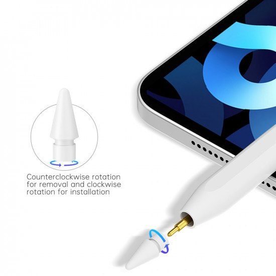 Techsuit Stylus Pen (V15) for iPad, Find My Pen App, Bluetooth, Type C, Palm Rejection, Tilt Sensitivity, 130mAh White