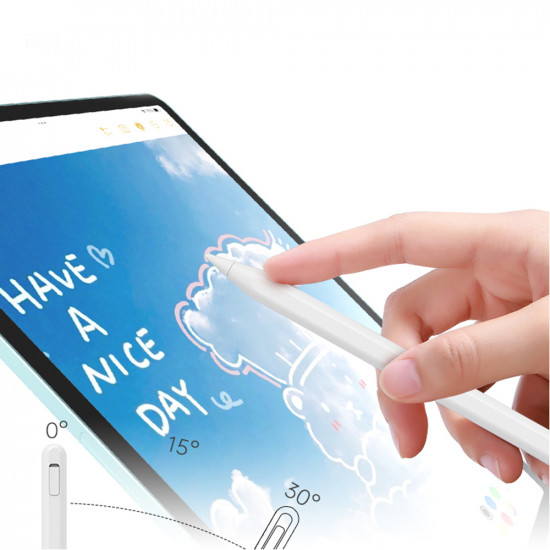 Techsuit Stylus Pen (V15) for iPad, Find My Pen App, Bluetooth, Type C, Palm Rejection, Tilt Sensitivity, 130mAh White