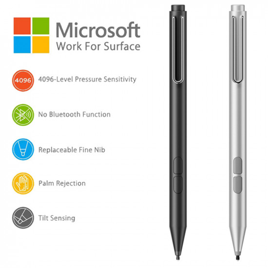 Techsuit Stylus Pen (F94S) for Microsoft Surface, Active, Educational Pen, Palm Rejection, AAAA Battery, MPP1.51 Black