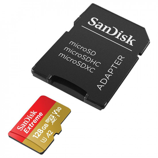 SanDisk Memory Card Extreme (SDSQXAA 128G GN6AA) Micro SDXC with Adapter, 128GB, Class 10, Read 190MB/s, U3, V30 Red