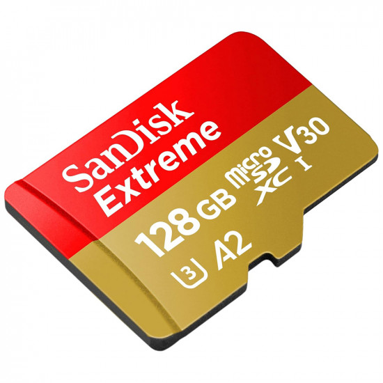 SanDisk Memory Card Extreme (SDSQXAA 128G GN6AA) Micro SDXC with Adapter, 128GB, Class 10, Read 190MB/s, U3, V30 Red