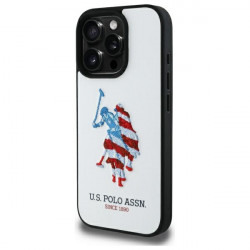 US Polo USHCP15XPUSH iPhone 15 Pro Max 6,7" white Leather Big DH American Flag