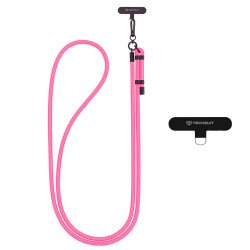 Techsuit Rope Crossbody Strap (RCS1 05) for Phones, Carabiner, Nylon Braided, Durable, Adjustable Hot Pink