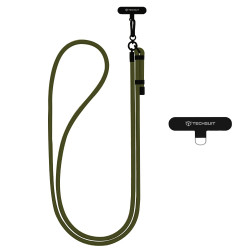 Techsuit Rope Crossbody Strap (RCS1 06) for Phones, Carabiner, Nylon Braided, Durable, Adjustable Moss Green