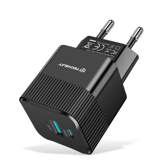 Techsuit Premium Wall Charger Tiny Series (CHPD216) GaN, USB QC3.0, Type C PD25W Black Techsuit Premium Wall Charger Tiny Series (CHPD216) GaN, USB QC3.0, Type C PD25W Black