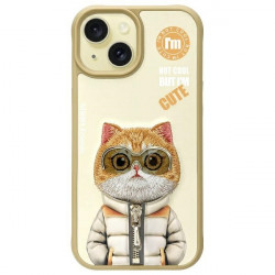 Nimmy Case iPhone 15 6.1" khaki Cool&Cute 2.0 Cat