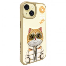 Nimmy Case iPhone 15 6.1" khaki Cool&Cute 2.0 Cat