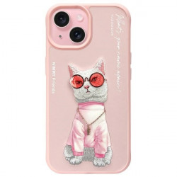 Nimmy Case iPhone 15 6.1" pink Glasses Cool Cat