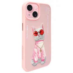 Nimmy Case iPhone 15 6.1" pink Glasses Cool Cat