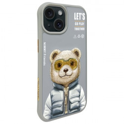 Nimmy Case iPhone 15 6.1" gray Cool&Cute 2.0 Bear