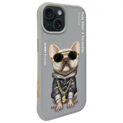 Nimmy Case iPhone 15 6.1" gray Glasses Cool Dog