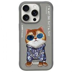 Nimmy Case iPhone 16 Pro 6.3" gray Glasses Cool Cat