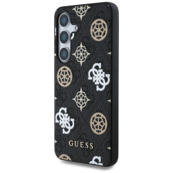 Guess Case 4G Printed Colored Peony Pattern MagSafe for Samsung Galaxy S25 black