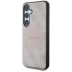 Guess Case 4G Round Patch Classic Logo MagSafe for Samsung Galaxy S25 Plus pink