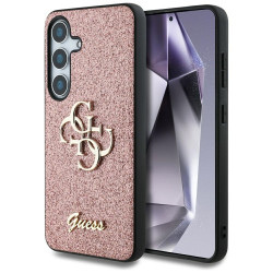 Guess Case Fixed Glitter Big 4G Metal Logo for Samsung Galaxy S25 pink