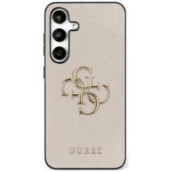 Guess Case Grained Big 4G Logo Small Classic Logo for Samsung Galaxy S25 bezowy