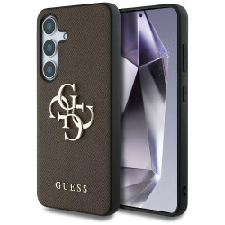 Guess Case Grained Big 4G Logo Small Classic Logo for Samsung Galaxy S25 brown