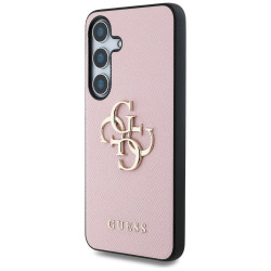 Guess Case Grained Big 4G Logo Small Classic Logo for Samsung Galaxy S25 Plus pink