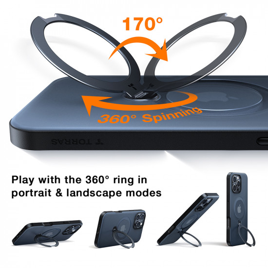 Torras Ostand Spin Series iPhone 16 Pro Black Torras Ostand Spin Series iPhone 16 Pro Black