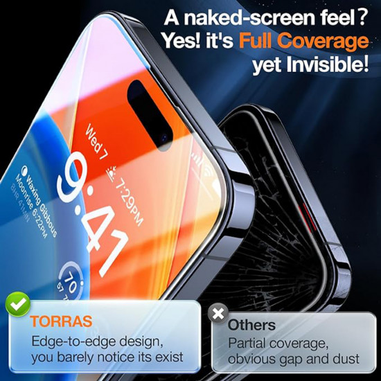 Torras GlassGo Tempered Screen Protector iPhone 15 Pro Black