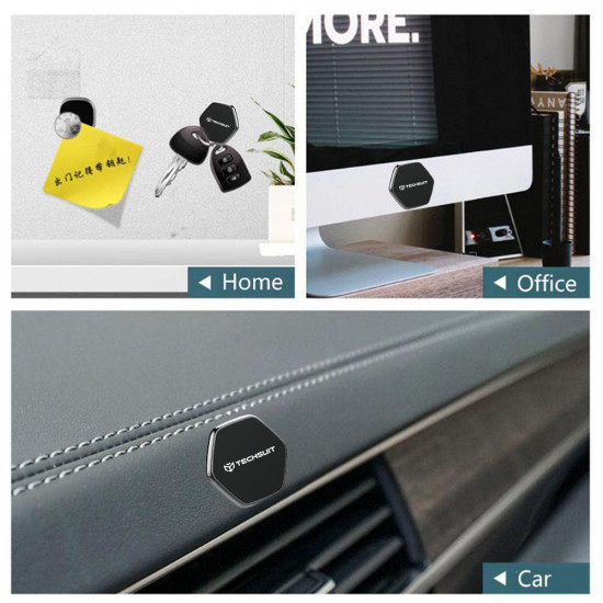 Techsuit Phone Holder Tiny Series (HOLD210 C) Dashboard Magnetic Grip, Multipurpose Use, Hexagonal, 2 Metal Plates Black Techsuit Phone Holder Tiny Series (HOLD210 C) Dashboard Magnetic Grip, Multipurpose Use, Hexagonal, 2 Metal Plates Black