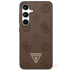 Guess Peony Grained Hot Stamp Triangle Logo MagSafe (GUHMS25SPGBTMW) Samsung Galaxy S25 Brown
