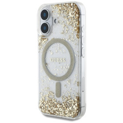 Guess Case HC Resin Bottom Glitter for iPhone 16 MagSafe golden