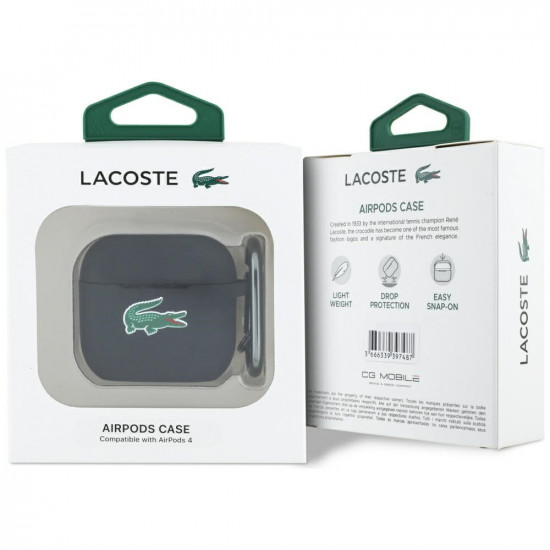 Lacoste LCA4SLOK AirPods 4 cover black Silicone Croc Logo
