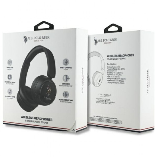 US Polo Bluetooth Headphones USHPV6PUNK Black DH Color Logo