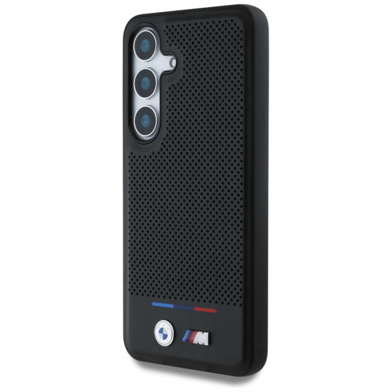 BMW Case Leather Tricolor Stripe MagSafe Samsung Galaxy S25 black