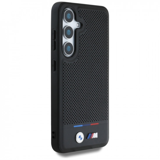 BMW Case Leather Tricolor Stripe MagSafe Samsung Galaxy S25 black