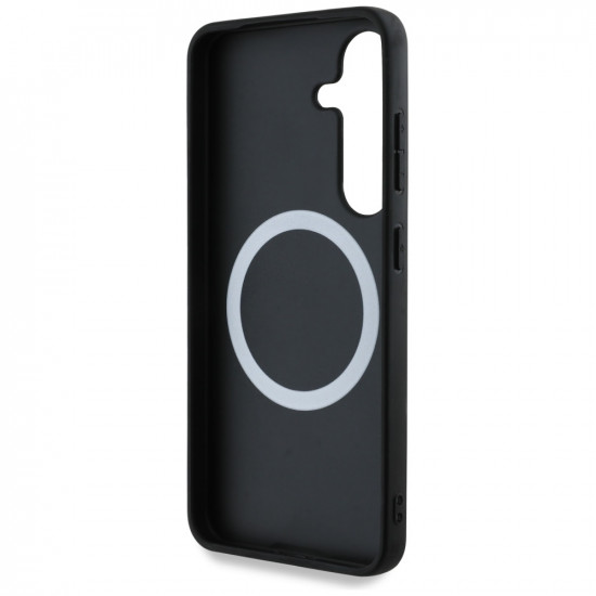 BMW Case Leather Tricolor Stripe MagSafe Samsung Galaxy S25 black