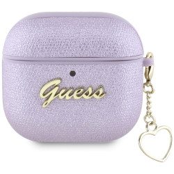 Guess Case Metallic Script Charm AirPods 4 purple