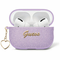 Guess Case Metallic Script Charm AirPods 4 purple