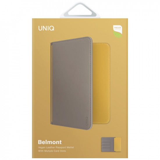 UNIQ Belmont Passport Case RFID Blocking Gray/Yellow UNIQ Belmont Passport Case RFID Blocking Gray/Yellow