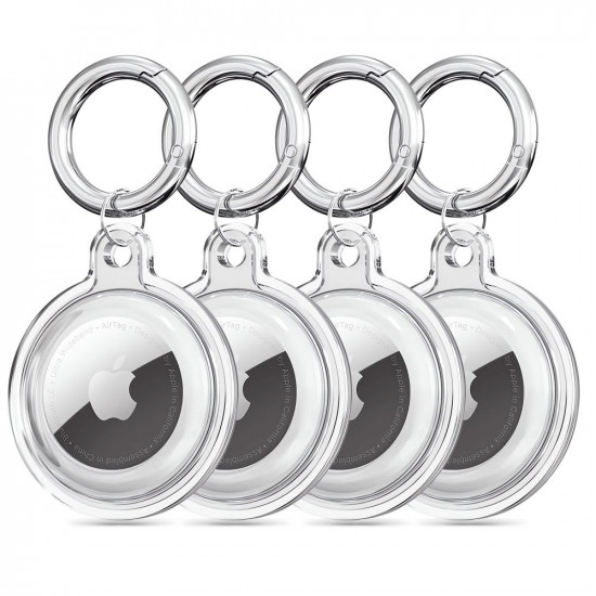 Techsuit (4 pack) Secure Holder Silicone (CT15) Apple AirTag Case Clear