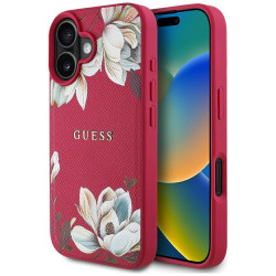 Guess Grained Flowers MagSafe (GUHMP16SPGNMPLMF) iPhone 16 Fuchsia