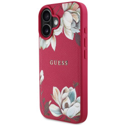Guess Grained Flowers MagSafe (GUHMP16SPGNMPLMF) iPhone 16 Fuchsia
