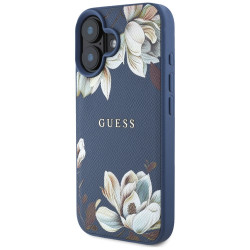 Guess Grained Flowers MagSafe (GUHMP16SPGNMPLMB) iPhone 16 Blue